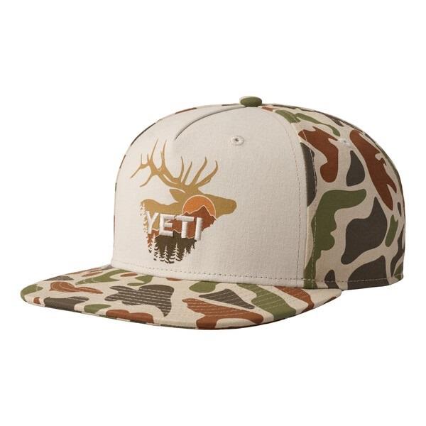 YETI Sunrise Elk Flat Brim Hat - Tan / Brown Camo Image 1