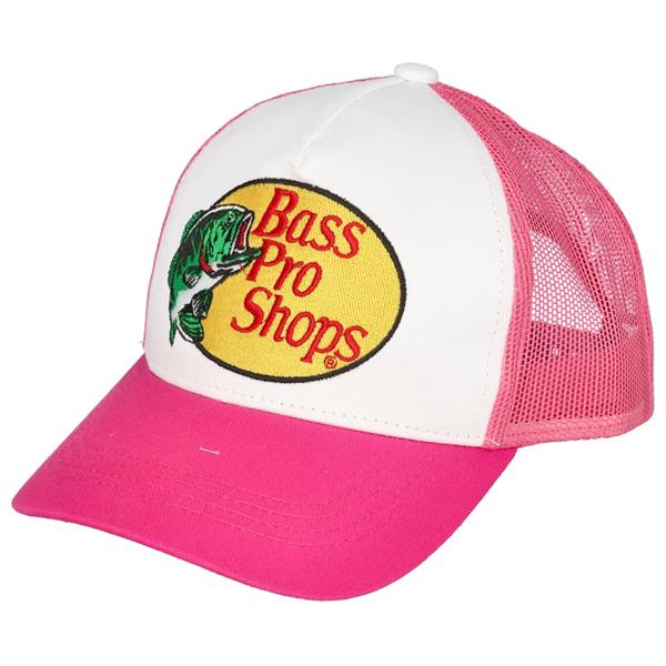 Bass Pro Trucker Hat Embroidered Logo Mesh-Back Cap - Pink Image 1