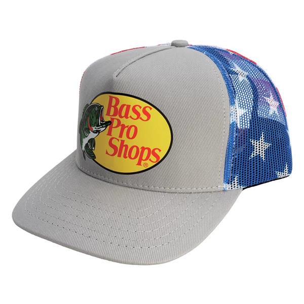 Bass Pro Trucker Flag Mesh-Back Cap - Grey Image 1
