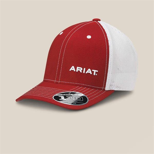 Ariat Mens Flexfit Logo Trucker Cap - Red Pinstripe Image 1