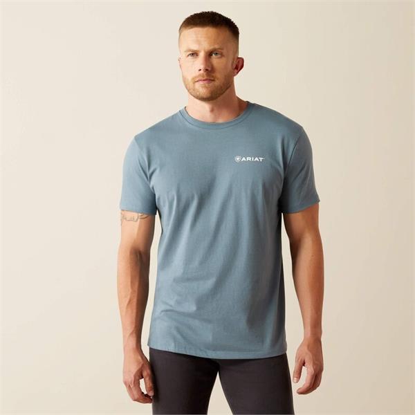 Ariat Mens Eagle Rock T-Shirts - Light Denim  Image 1