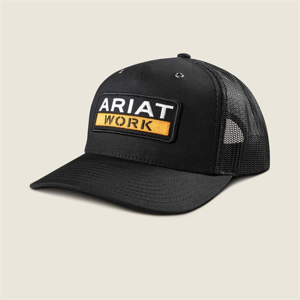 Ariat Mens Work Patch Snapback Cap - Black Image 1