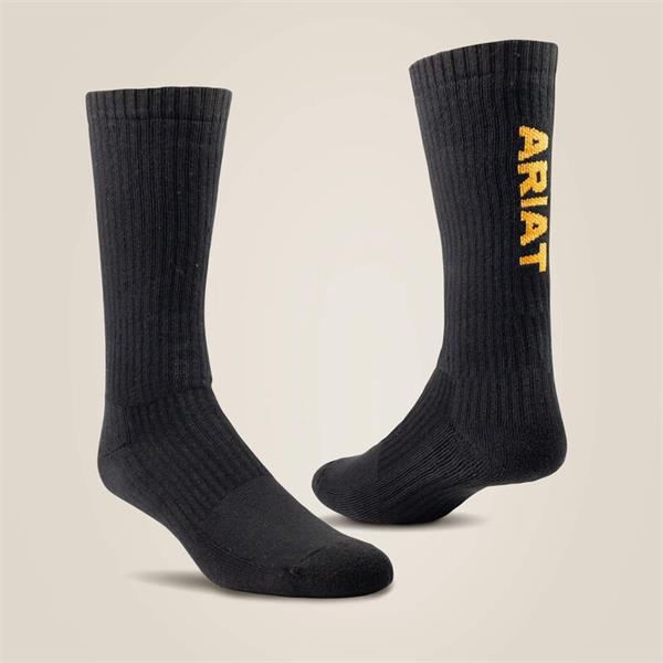 Ariat Mens Premium Ringspun Cotton Mid Calf Work Socks - 3 Pair Pack Image 1