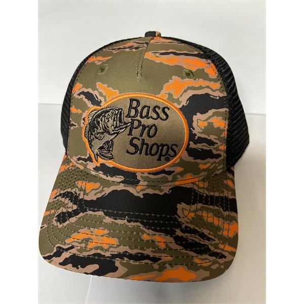 Bass Pro Trucker Hat Camo - Orange/Black Image 1