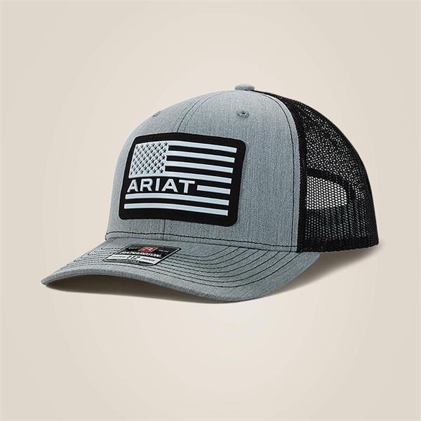 Ariat Mens USA Flag Patch Logo Trucker Cap - Grey Image 1