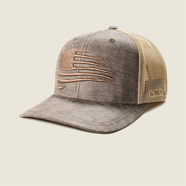 Ariat Mens Patriot Flag Trucker Cap - Brown Image 1