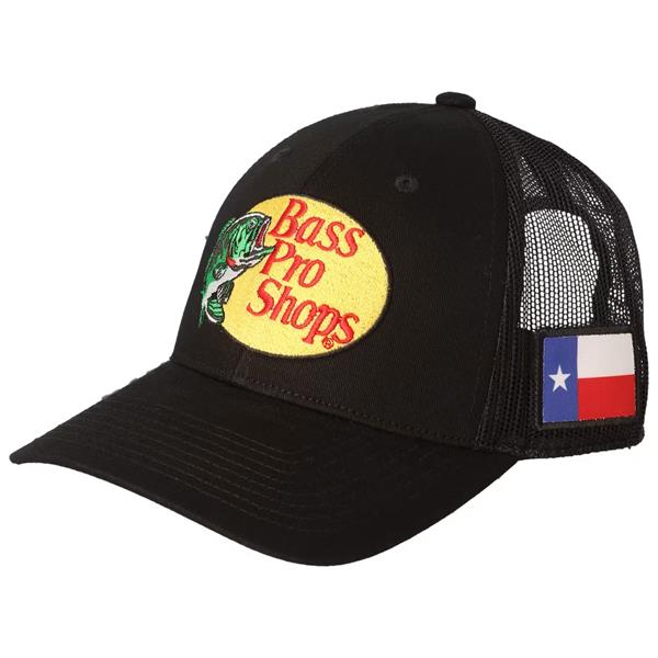Bass Pro Woodcut Logo & Texas Flag Snapback Cap - Black Image 1