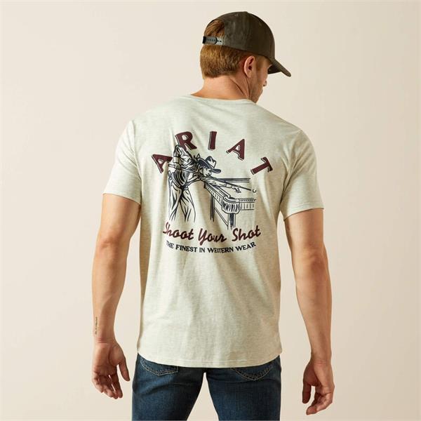Ariat Straight Shooter T-Shirts - Oatmeal Heather Image 1