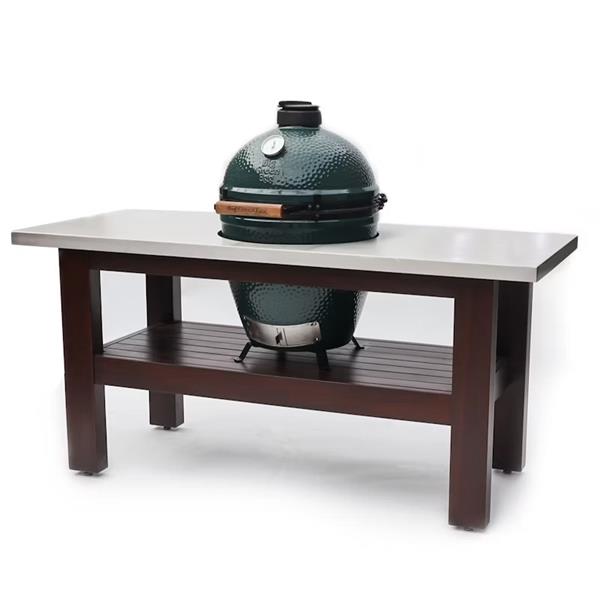 Big Green Egg Large - Stainless Steel Topped Premium Royal Mahogany Table Image 1