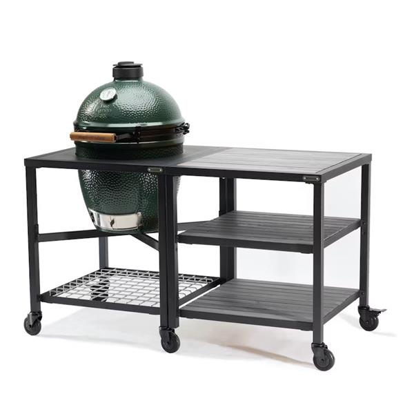 Big Green Egg Large Modular Nest, Expansion Cabinet & Distressed Acacia Shelves Image 1