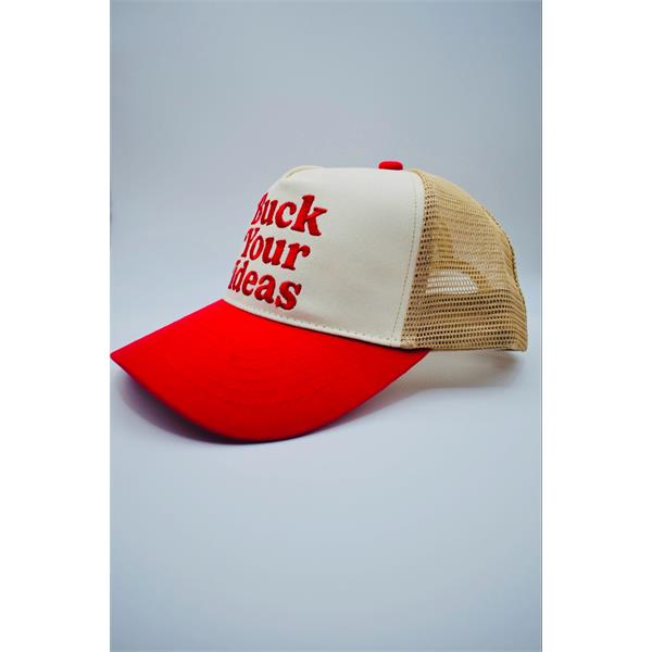 Buck Your Ideas Trucker Cap - Cream / Red Image 1