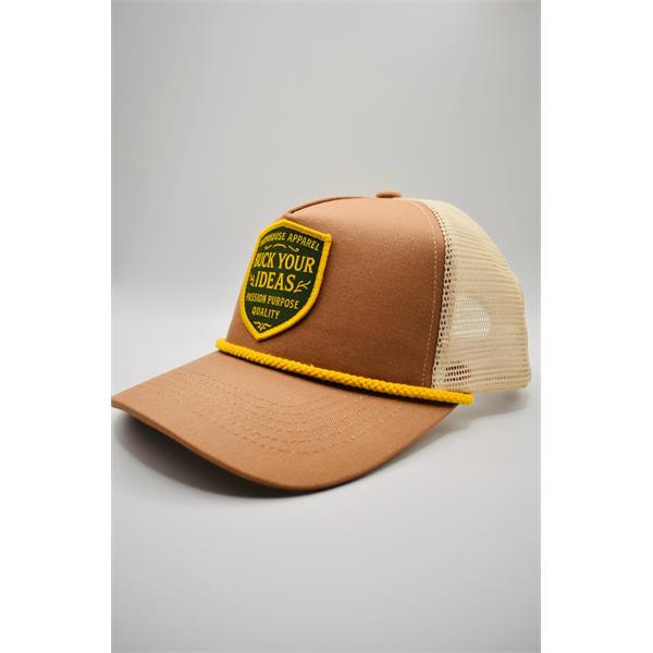 Buck Your Ideas Farmhouse Apparel Trucker Cap - Yellow / Grey Image 1