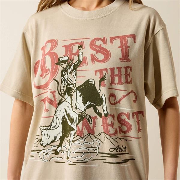 Ariat Womens Bull Rider Arched T-Shirts - French Oak Image 1