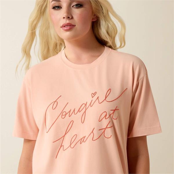 Ariat Womens Cowgirl at Heart T-Shirts - Tropical Peach Image 1