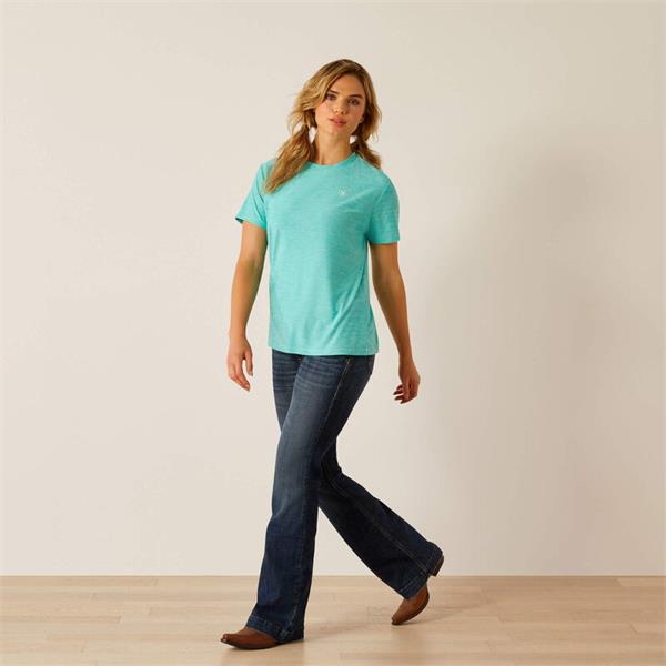 Ariat Womens Laguna Logo T-Shirts - Blue Turquoise Image 1