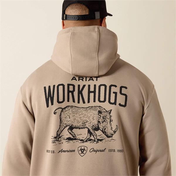 Ariat Rebar Lightweight Workhog Hoodies - Greige Image 1