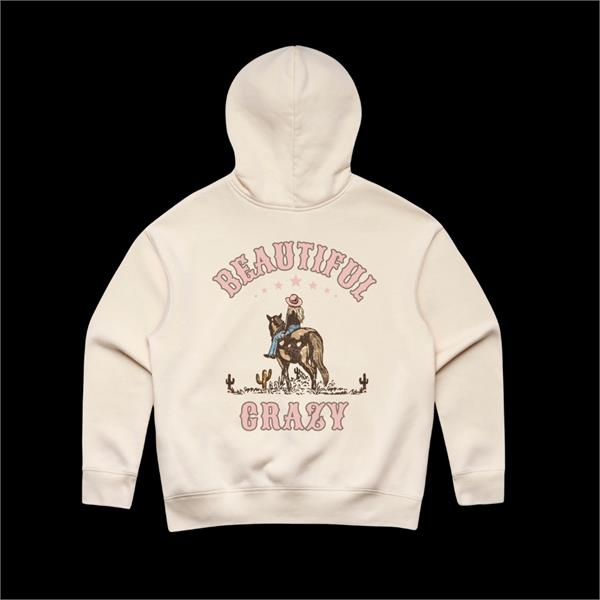 Binks & Bo Ladies Faded Beautiful Crazy Hoodies - Ecru Image 1