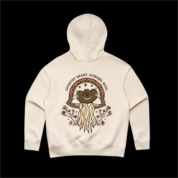 Binks & Bo Ladies Country Heart Hoodies - Ecru Image 1