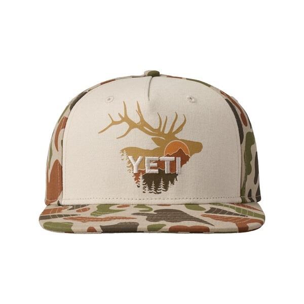 YETI Sunrise Elk Flat Brim Hat - Tan / Brown Camo Image 1