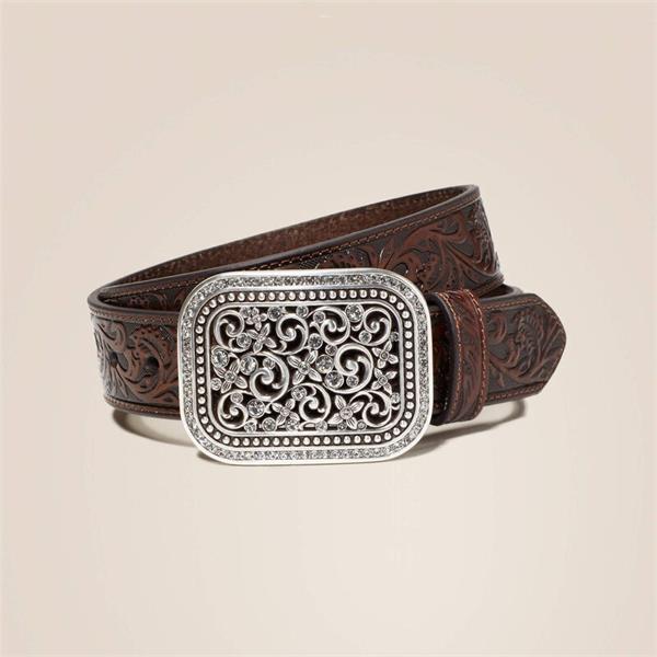 Ariat Womens Rhinestone Fillagree Belts - Brown  Image 1