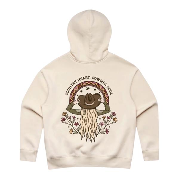 Binks & Bo Ladies Country Heart Hoodies - Ecru Image 1