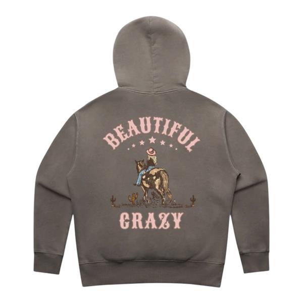 Binks & Bo Ladies Faded Beautiful Crazy Hoodies - Ecru Image 1