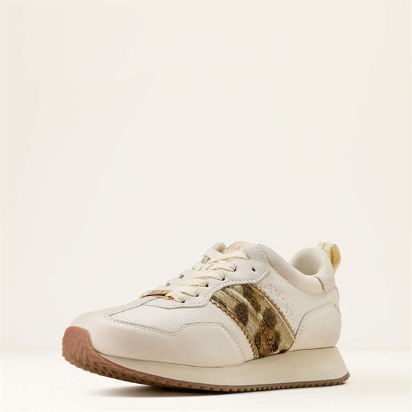 Ariat Womens Ranch Runner Trainers - Bright Cream / Gilded Leopard Hair On Image 1