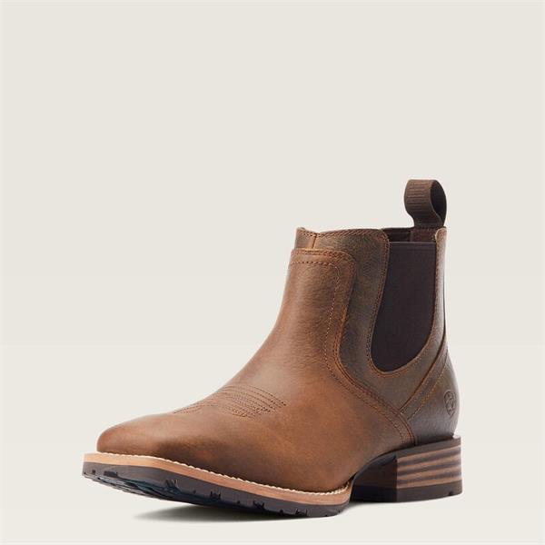 Ariat Mens Hybrid Low Boy Wide Square Toe Chelsea Boots - Old Earth Image 1