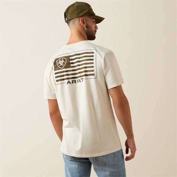 Ariat Mens Buckle Flag Patriot T-Shirts - Siverbirch  Image 1