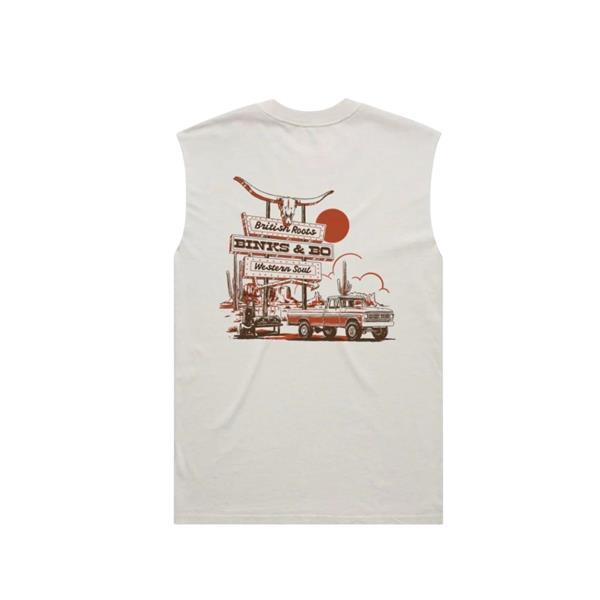 Binks & Bo Backroad BBQ Mens Tanks - Faded Bone  Image 1