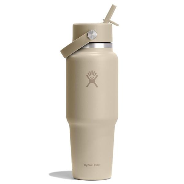 Hydroflask 32oz (946ml) Wide Mouth Travel Bottle with Flex Straw Cap - Oat Image 1