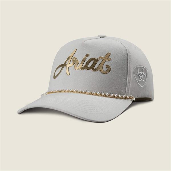 Ariat Womens Script With Pearl Rope Brim Cap - Khaki Image 1