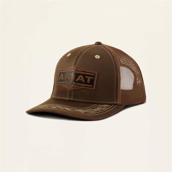 Ariat Mens Vintage Logo Patch Snapback Cap - Brown Image 1