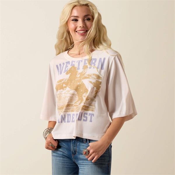 Ariat Womens Western Wanderlust T-Shirts - Sea Salt Image 1