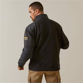Ariat Mens Rebar Workman DuraCanvas 1/4 Zip Sweatshirts - Black Thumbnail Image 1