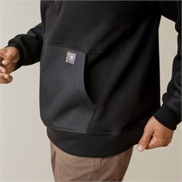 Ariat Mens Rebar Workman DuraCanvas 1/4 Zip Sweatshirts - Black Thumbnail Image 3