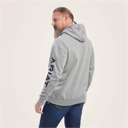 Ariat Mens Rebar Graphic Hoodies - Heather Grey/Deep Ultramarine Thumbnail Image 1