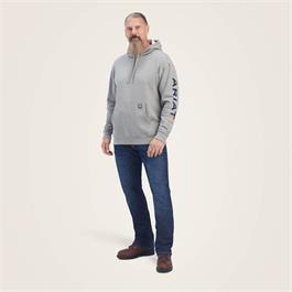 Ariat Mens Rebar Graphic Hoodies - Heather Grey/Deep Ultramarine Thumbnail Image 2