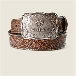Ariat Leather Cow Buckle Belt - Brown - W38 thumbnail