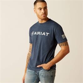 Ariat Shield Flag T-Shirt - Navy Heather - XXL thumbnail