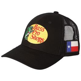 Bass Pro Woodcut Logo & Texas Flag Snapback Cap - Black thumbnail