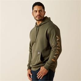Ariat Mens Rebar Graphic Hoodies - Grape Leaf/Dried Herb  thumbnail