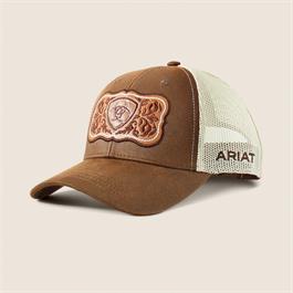 Ariat Womens Floral Leather Patch Cap - Brown thumbnail