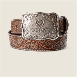 Ariat Leather Cow Buckle Belt - Brown - W32 thumbnail
