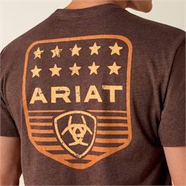 Ariat Stripe Patriotic Badge T-Shirt - Brown Heather - SML thumbnail