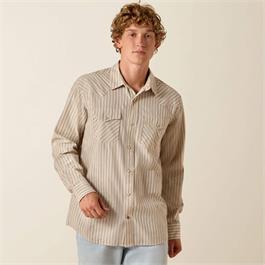 Ariat Mens Retro Hesper Fitted Western Snap Shirt - Sandshell Stripe - XL thumbnail