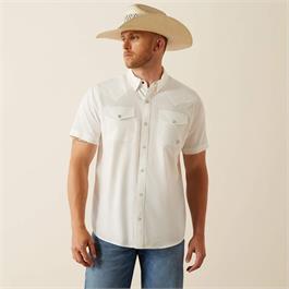 Ariat VentTEK Western Fitted Snap Shirt- White - MED thumbnail