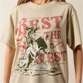 Ariat Womens Bull Rider Arched T-Shirt - French Oak - LG thumbnail