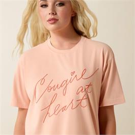 Ariat Womens Cowgirl at Heart T-Shirt - Tropical Peach - LG thumbnail