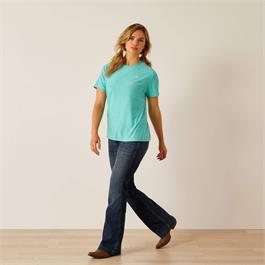 Ariat Womens Laguna Logo T-Shirt - Blue Turquoise - XL thumbnail